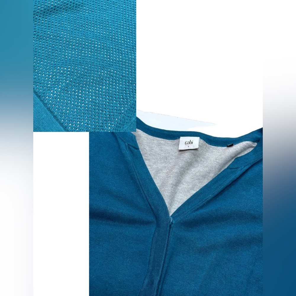 Cabi Button Down Mesh Back Cardigan Sweater Dark Turquoise Size S Women’s MINT